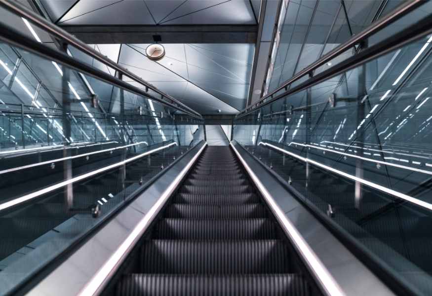 Marine-grade 430 Stainless Steel on an escalator