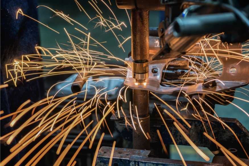 Close up of copper being welded in metal fabrication