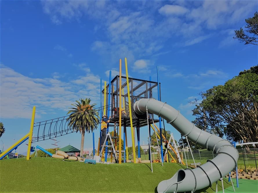 Playground with safety netting